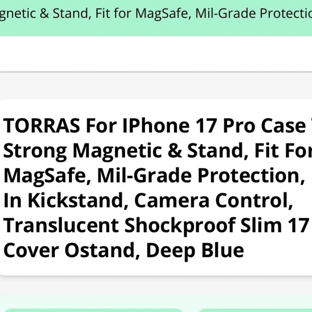 TORRAS for‎ iPhone 17 Pro Case Deep Blue Magsafe Protection Kickstand